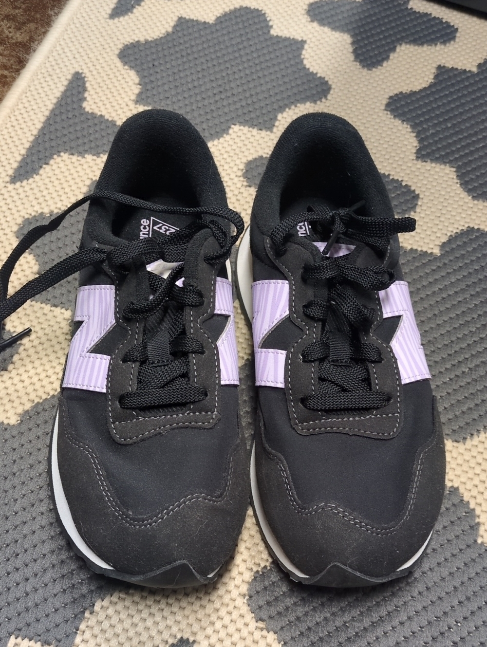 Black Sneakers with Lilac Star Accent